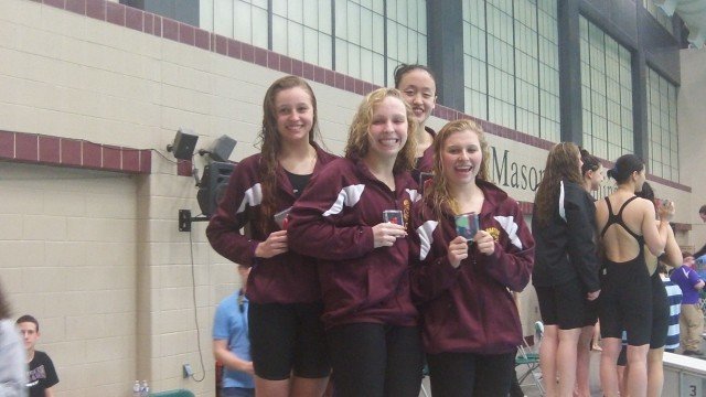 Oakton's 400 free relay team at the 2013 Virginia State Swim Meet