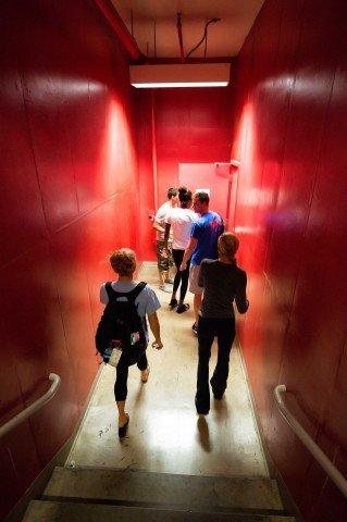 Let me get that. Ryan Lochte holds the door for his Gator teammates. (photo: Mike Lewis, Ola Vista Photography)