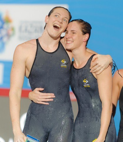 Cate & Bronte Campbell, 50 freestyle World Record, semi final, 2013 FINA World Championships (Photo Credit: Victor Puig)
