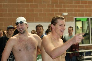 Olympic Champions Josh Davis and Ian Crocker at a Mutual of Omaha BREAKout Swim Clinic (Image courtesy of MOO BOSC)