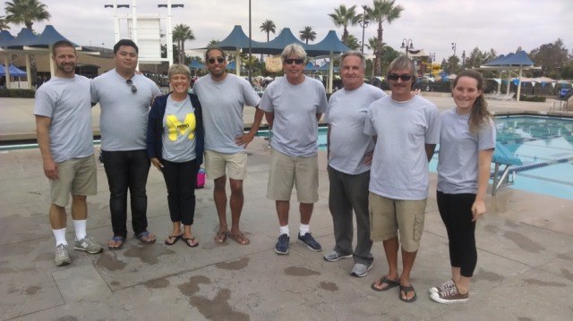Camp staff included coaches Jon Moore (LKWD), Joe Joson (LKWD), Sheri Stoddard (PASA), Camp Director Michael Jafari (MAX), Rafe Montes (SCAN), Don Garman (RMDA), George Young (SGSG) and Metro Committee athlete representative Madeleine Lepesant (PASA). Not pictured are coaches Mike Cody (TRID), Carolyn Westdal (LKWD), Scott Watanabe (SPS) and Matt Connor (SMT). (Courtesy of Anne Lepesant)