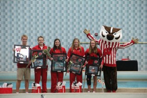 UW seniors (L-R) Addison Winger, Tyler Hines, Trish Nelson, Rebecka Palm, Jennah Haney (photo courtesy of Jeremy Wodajo/Wisconsin Athletics)