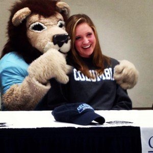Columbia mascot Roar-ee made an appearance at Hughes' official signing ceremony. Photo credit: Katie Meili
