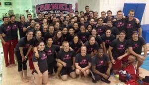 Cornell Swim & Dive raising money for breast cancer research (courtesy Cornell Athletics, November 2013)