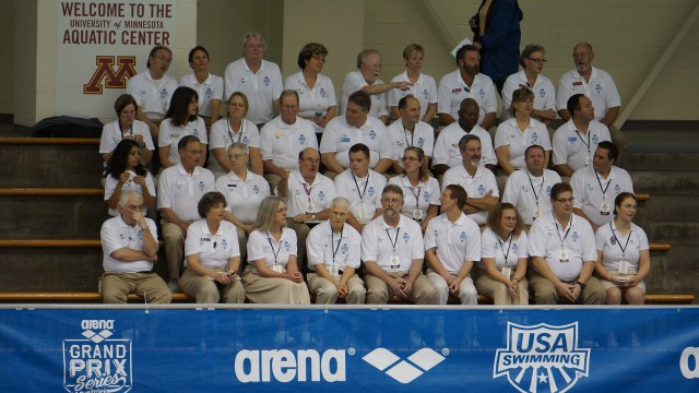 USA Swimming Officials. If you don't love these volunteers, you don't understand how swimming works. 2013 Arena Grand Prix at Minnesota (courtesy of TakeItLive)
