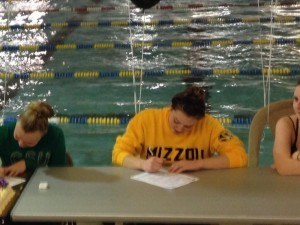 Erin Metzger-Seymour signs her National Letter of Intent for the University of Missouri. Photo courtesy of Erin Metzger-Seymour.