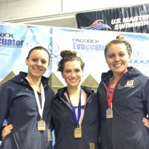 The all-Queens podium in the 1650 at Bluegrass Mountain Conference championship. Courtesy of Queens Athletics.