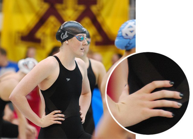 Missy Franklin went with black and a spot of silver to match her race cap. (Courtesy: Janna Schulze)