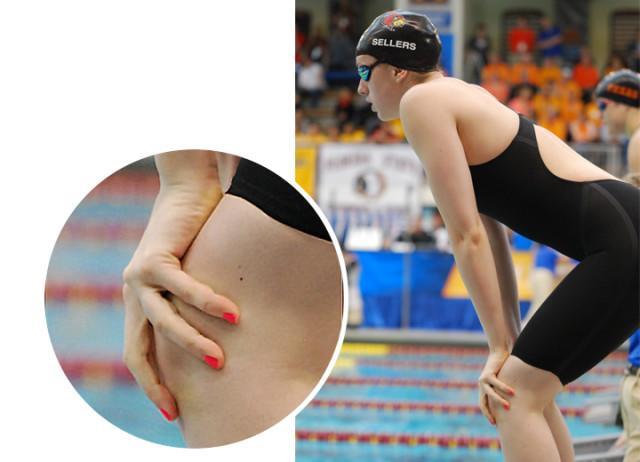 Alex Sellers, University of Louisville, is fierce in hot pink nails as she prepares for her race. (Courtesy: Janna Schulze)