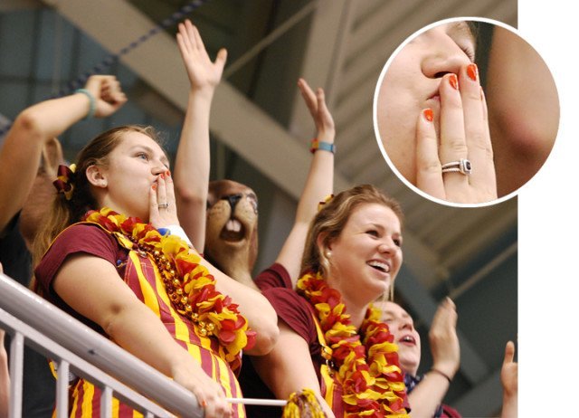 Minnesota fans get in on the action with bright orange nails that stand out in the crowd... as if the gopher heads weren't enough! (Courtesy: Janna Schulze)