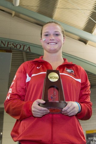 Ryan Laura, 1-meter NCAA Champion, a great way to end her college career back home Minn (Tim Binning, theswimpictures)