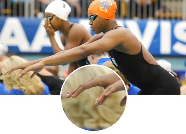 Tennessee junior Cherelle Thompson is sporting Volunteer orange nails with silver accent nails on either hand. (Courtesy: Janna Schulze)