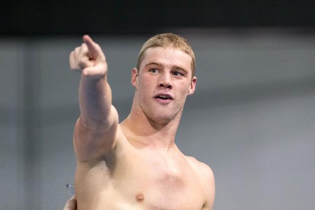 Arizona Junior Kevin Cordes repeats as 100 breaststroke champion while smashing the American and NCAA record in the event (50.01) at the 2014 NCAA Division I Swimming and Diving Championships.