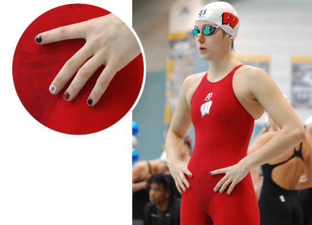 Ivy Martin got red, white and black on her nails, with some embellishments to boot! (Courtesy: Janna Schulze)