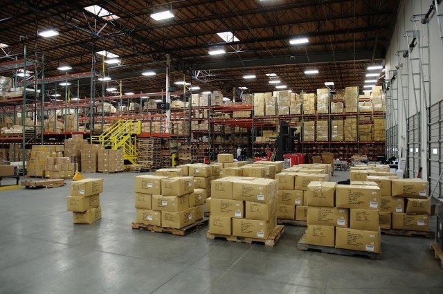 Fuel-free electric trucks that generate zero emissions are utilized throughout the eco-friendly warehouse. TYR Sport Global Headquarters, Seal Beach, CA (courtesy of TYR Sport)