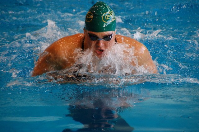 Brigitta Games broke the CCCAA state record for the women's 100 breast in prelims. Photo: Anne Lepesant