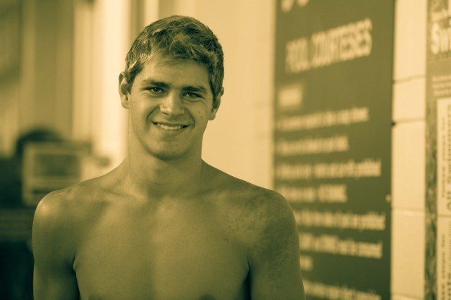 Michael Andrew was all smiles as he made the A final in the 50 backstroke (photo: Mike Lewis, Ola Vista Photography)