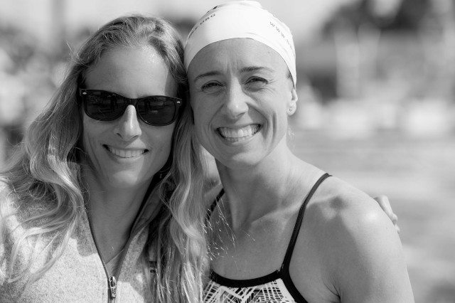 Breaststroke standouts Cynthia Lewis and Trina Schaetz celebrated national title swims (Photo: Mike Lewis - Courtesy of U.S. Masters Swimming)