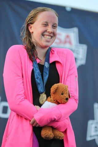 NBAC's Sierra Schmidt won the girls' 800 free toward the end of the first day at the 2014 U.S. Junior National Championships. (Courtesy: Tim Binning/TheSwimPictures.com)