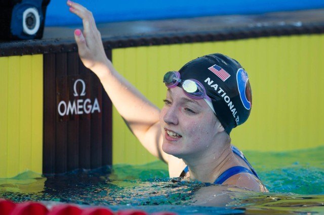 Veronica Burchill from Indiana gave the Carmel Swim Club another win at the 2014 U.S. Junior Nationals, topping the 100 fly in 59.63 (she was faster in prelism). (Courtesy: Tim Binning/TheSwimPictures.com)