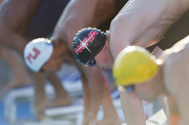 Townley Haas, before almost even-splitting his winning 100 free time. (Courtesy: Tim Binning/TheSwimPictures.com)