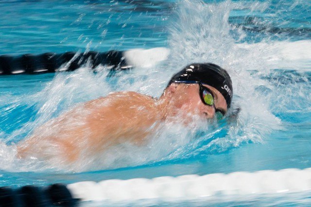 Connor Jaeger was sitting on his sofa watching US Nationals 4 years old. Jaeger has come a long way in a short period of time. 1500m free winner. (Courtesy of Tim Binning)