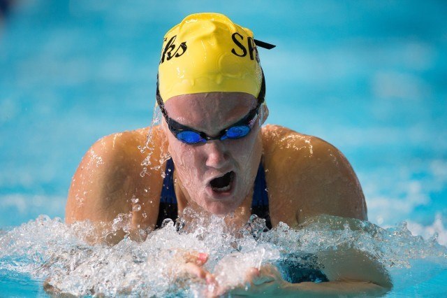 Hear, we see Bethany Leap, a Sarasota YMCA Shark, preparing to attack her prey. (Courtesy: Tim Binning/TheSwimPictures.com)