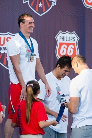 Ryan Lochte smiles like a sprinter… He's a happy man after a very challenging season battling injuries and setbacks. (courtesy of Tim Binning)
