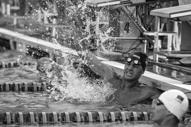 Michael Andrew takes the B final and comes in under this goal of :23 (photo: Mike Lewis, Ola Vista Photography)