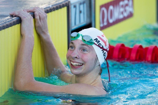 Caroline McTaggard is an Aquatic All-Star, and won the C-Final of the women's 100 free in 56.44. (Courtesy: Tim Binning/TheSwimPictures.com)