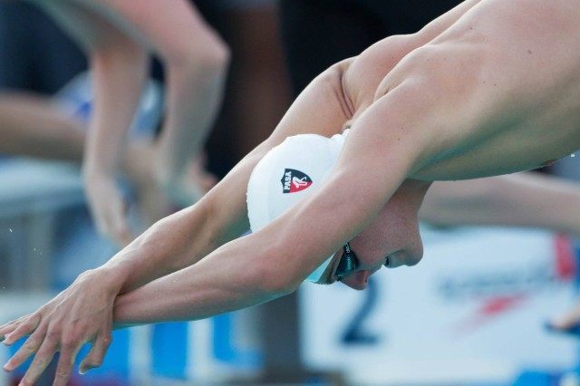 Curtis Ogren scratched the 200 back to focus on the 400 IM, and still a week out from his focus meet almost went a best time in 4:18.0. Impressive. (Courtesy: Tim Binning/TheSwimPictures.com)