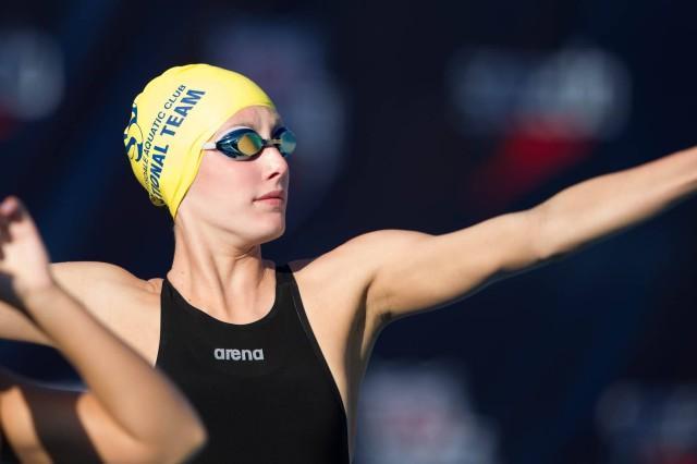 Two wins = two pictures in the vault. Ruck also won the B-Final of the girls' 100 free with a 55.79. (Courtesy: Tim Binning/TheSwimPictures.com)