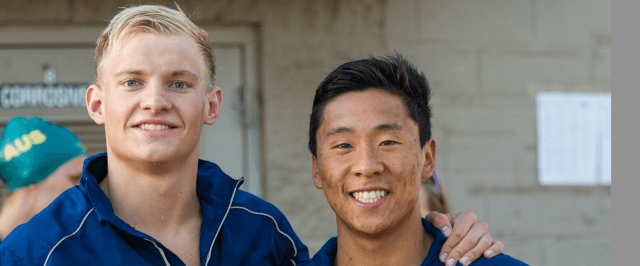 Andrew Seliskar & Corey Okubo - 2014 Junior Pan Pacific Championships (courtesy of Melissa Lundie, http://pictures.melissalundie.com)