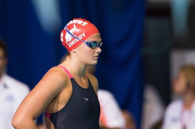 Clara Smiddy is a Junior National Team member, a Junior National Meet Record holder, a member of the 2014 Youth Olympic Games team, and an AK Shark. (Courtesy: Tim Binning/TheSwimPictures.com)