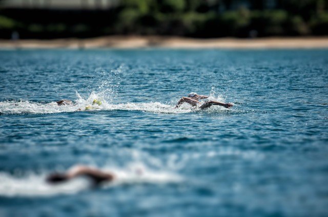 Swimmers take different paths (photo: Mike Lewis, Ola Vista Photography)