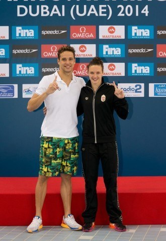 Chad le Clos & Katinka Hosszu - FINA Mastbank Swimming World Cup 2014 Dubai, UAE 2014 - Photo G. Scala/Deepbluemedia