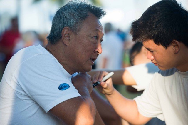 Competitor gets numbered before the race (photo: Mike Lewis, Ola Vista Photography)
