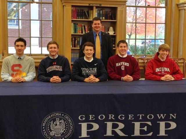 NLI Signing - Georgetown Prep - Adrian Lin with Carsten Vissering, Brandon Goldstein, Grant Goddard and Joey Snodderly.