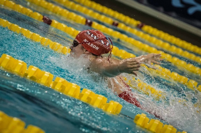 Beata Nelson threw down a NAG record in the 100 fly (photo: Mike Lewis, Ola Vista Photography)