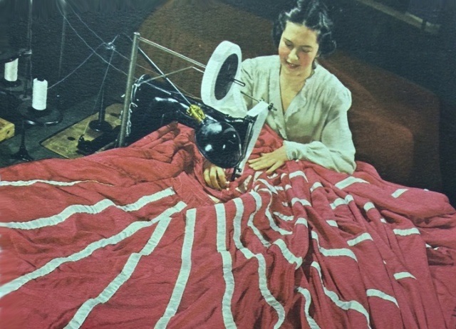 Sewing Parachute – Reading Air Chutes, Inc. earns awards for its production record of bomb and cargo parachutes during WWII.