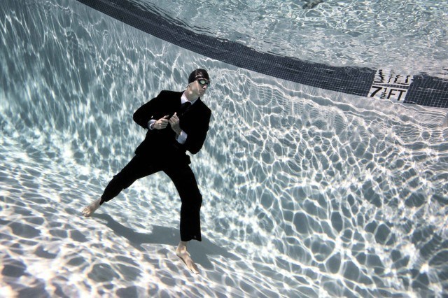 I always enjoy shooting with Anthony Ervin. He brings a lot of good energy to the sessions and knows how to keep it fun. In our pre production meetings I mentioned to the team at FINIS that shooting Anthony in formal wear would be a cool concept. They were game and ran out that night to a local thrifty shop and picked up this great suit. (photo: Mike Lewis, Ola Vista Photography)