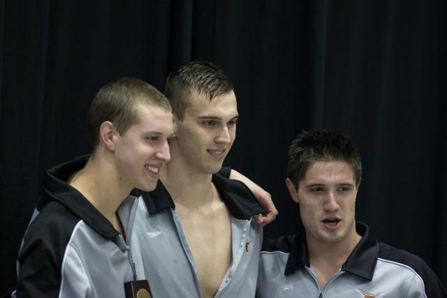 500 free, Clark, Lewis, Roberts, Texas (courtesy of Tim Binning, theswimpictures.com)
