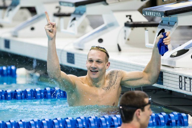 Caeleb Dressel - 2015 Men's NCAA Championships - 50 free winner (courtesy of Tim Binning, theswimpictures.com)