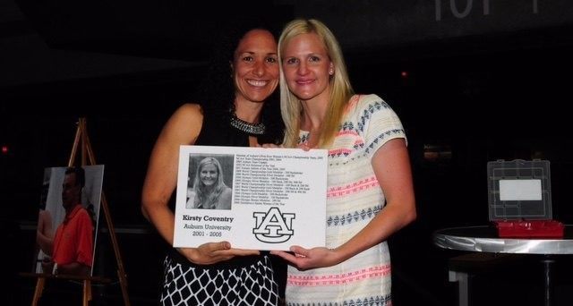 Kirsty Coventry and Kim Brackin Auburn Swimming Wall of Fame on Saturday, April 11, 2015 in Auburn, Ala. Anthony Hall/Auburn Athletics