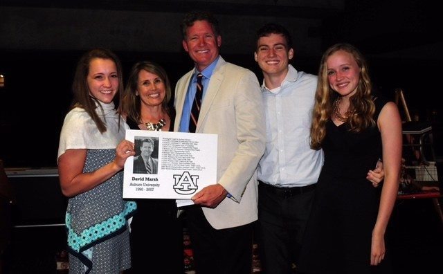 Alyssa Marsh, Kristin Marsh, David Marsh, Aaron Marsh and Maddie Marsh Auburn Swimming Wall of Fame on Saturday, April 11, 2015 in Auburn, Ala. Anthony Hall/Auburn Athletics