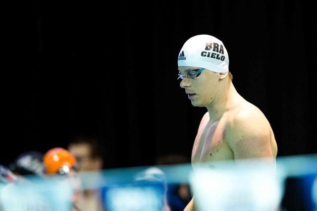 Cesar Cielo takes the blocks in the 50 free (photo: Mike Lewis, Ola Vista Photography)