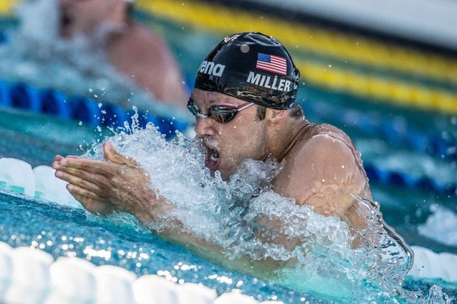 Cody Miller in the final of the 100 breaststroke in Santa Clara (photo: Mike Lewis, Ola Vista Photography)