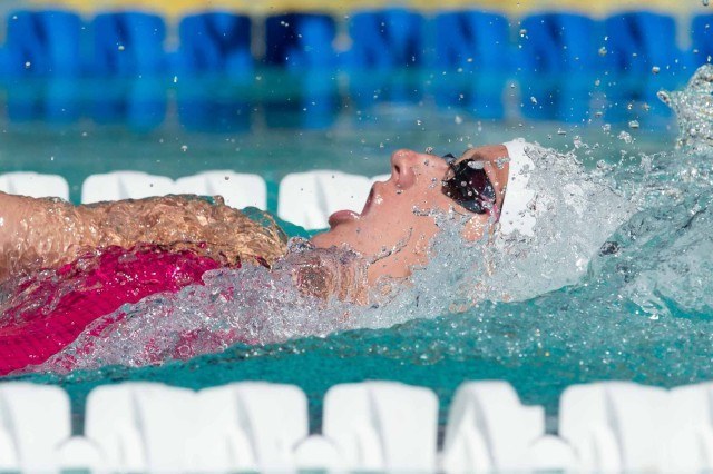 Katinka Hosszu 200 back prelims 2015 Santa Clara Pro Swim (photo: Mike Lewis, Ola Vista Photography)