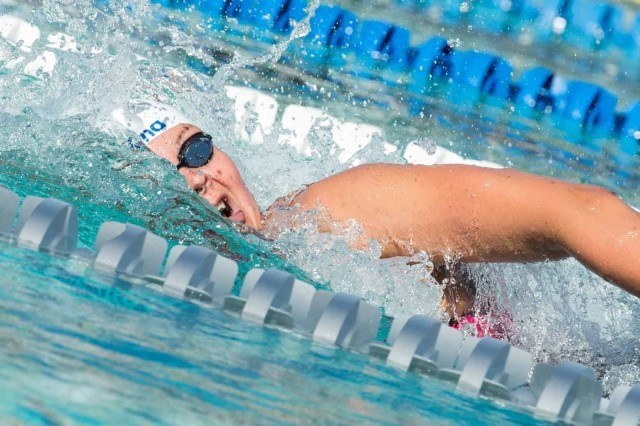 Lotte Friis in the 800 free final Santa Clara Pro Swim 2015 (photo: Mike Lewis, Ola Vista Photography)