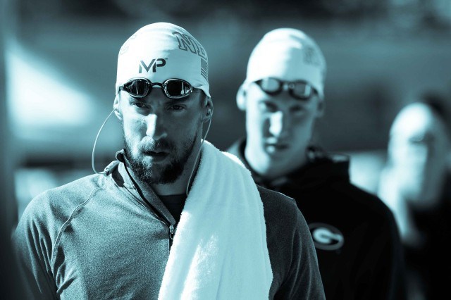 Michael Phelps on his way the final of the 200IM (photo: Mike Lewis, Ola Vista Photography)